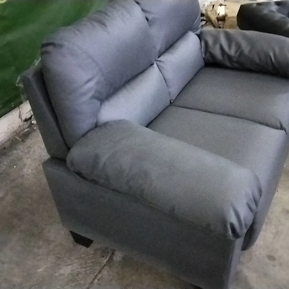 DESIGNER GREY LEATHER 2 SEATER SOFA