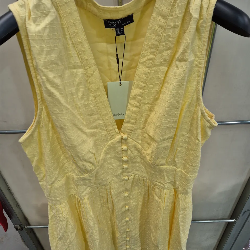 NOBODY'S CHILD YELLOW SLEEVELESS DRESS – UK 14 (EU 42, USA 10)