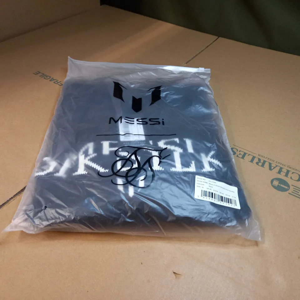 PACKAGED MESSI SILK DIVISION KNIT BLACK SWEATER - XL