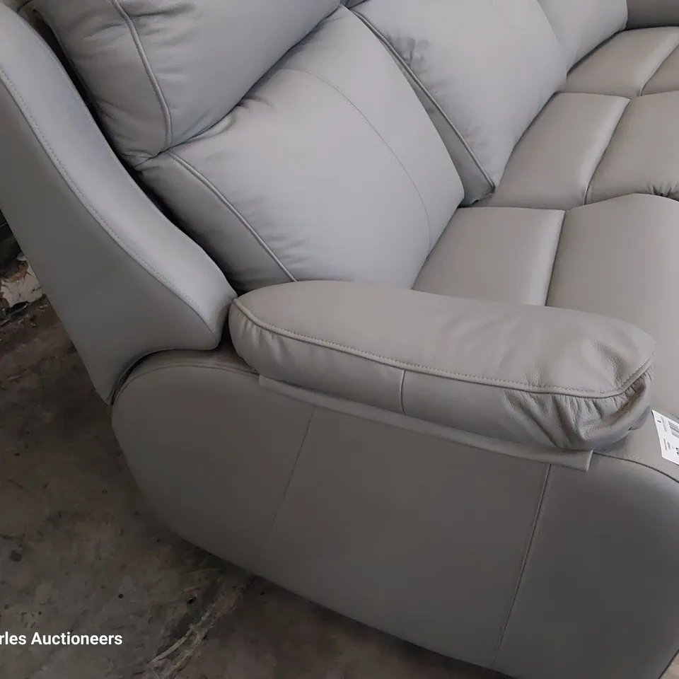 QUALITY BRITISH DESIGNER G PLAN KINGSBURY THREE SEATER CURVED SOFA CAMBRIDGE GREY LEATHER 