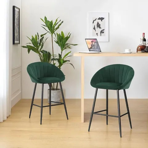 BOXED PAIR OF SYDNIE 65 STOOLS - DARK GREEN