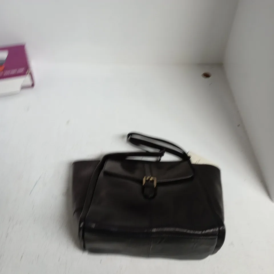 ASSOTS LONDON ALANNAH SWAN COLLECTION BLACK LEATHER HANDBAG