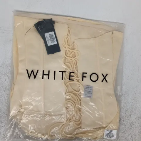 BAGGED WHITE FOX PEACH FIZZ STRAPLESS MAXI DRESS IN LEMON SIZE SMALL