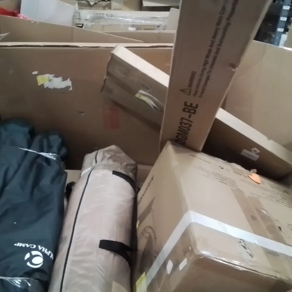 PALLET OF ASSORTED HOUSEHOLD GOODS AND PRODUCTS TO INCLUDE;ELECTRIC OVEN,SWIVEL CHAIR,TOILET SEAT