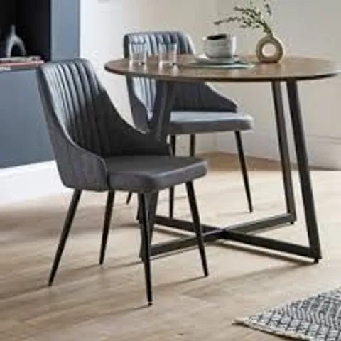 BOXED SHEA SET OF 2 DINING CHAIRS, FAUX LEATHER - GREY PU (1 BOX)