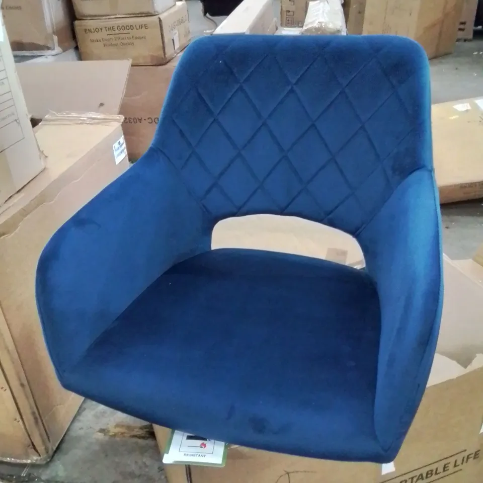 BOXED SET OF 2 STYLISH KIERAN DINING CHAIRS [BLUE VELVET]
