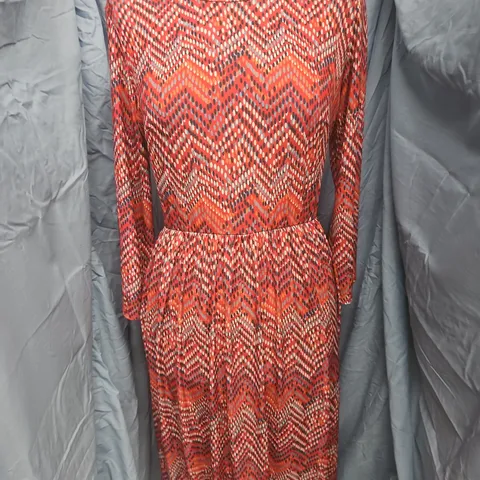 ROMAN ZIG ZAG PRINT MIDI DRESS – RED, UK SIZE 10