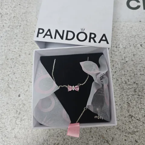 PANDORA PINK CRYSTAL HEART NECKLACE SET WITH EARRINGS – BOXED