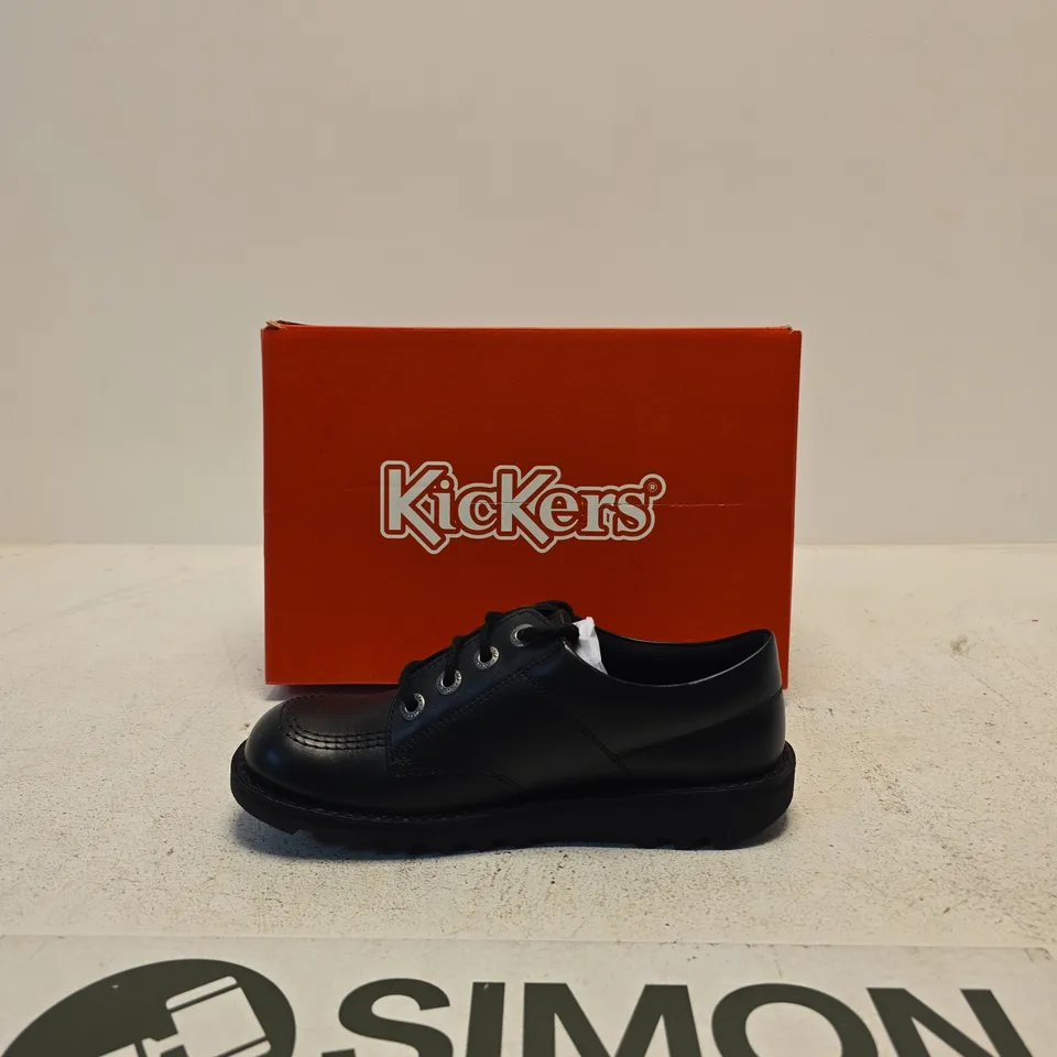 KICKERS BLACK LEATHER SHOES – UK 4 (EU 37) – BOXED