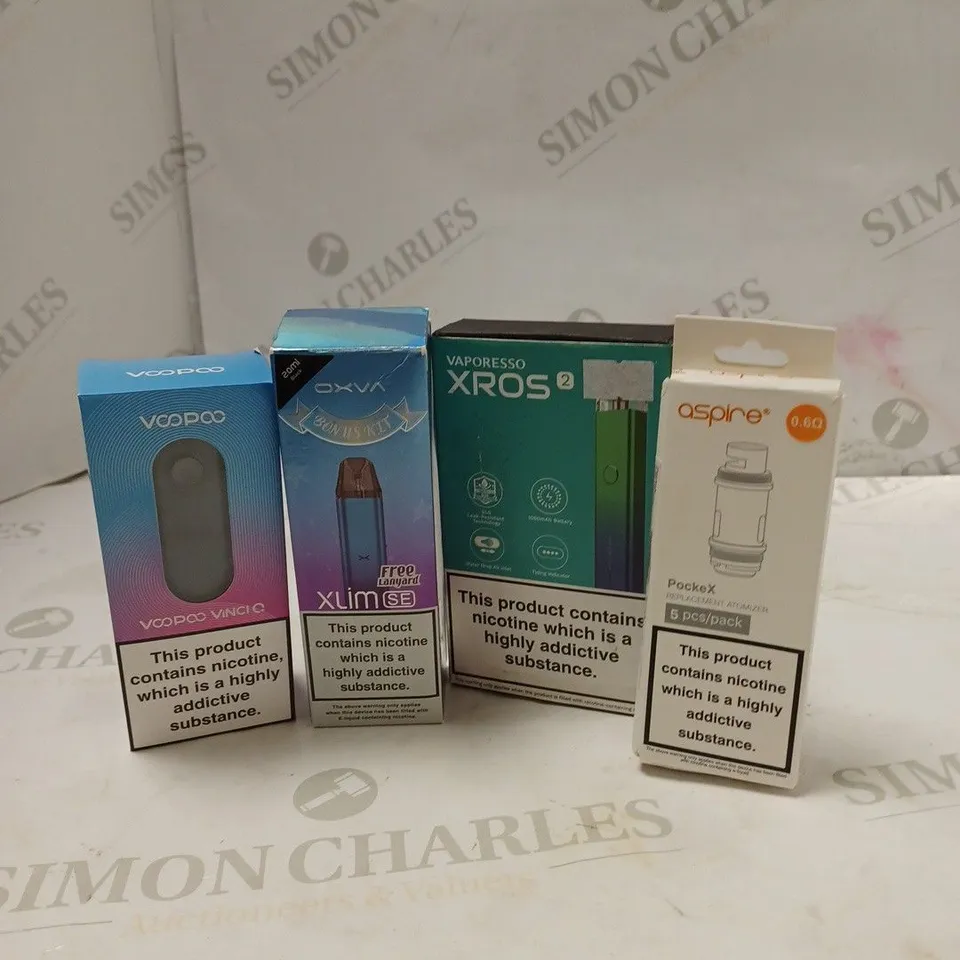 BOX OF APPROX 10 ITEMS TO INCLUDE VOOPOO VINCI Q, OXVA XLIM SE, VAPORESSO XROS 2.