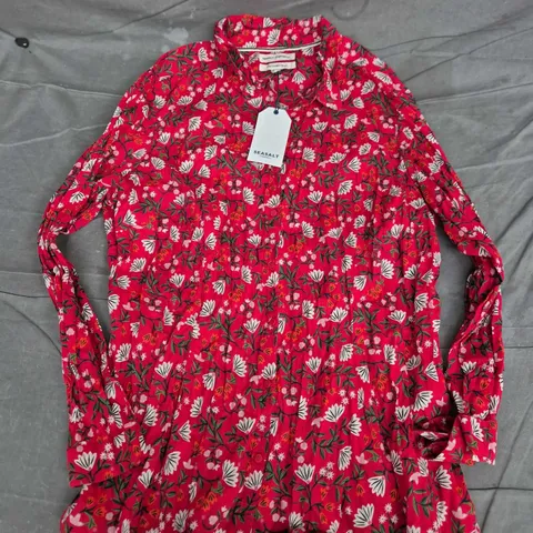 SEASALT CORNWALL LARISSA SHIRT IN WINTER WILDFLOWER CARMINE - UK 20