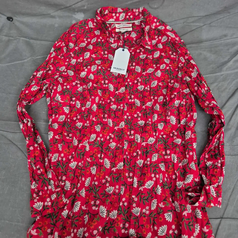 SEASALT CORNWALL LARISSA SHIRT IN WINTER WILDFLOWER CARMINE - UK 20