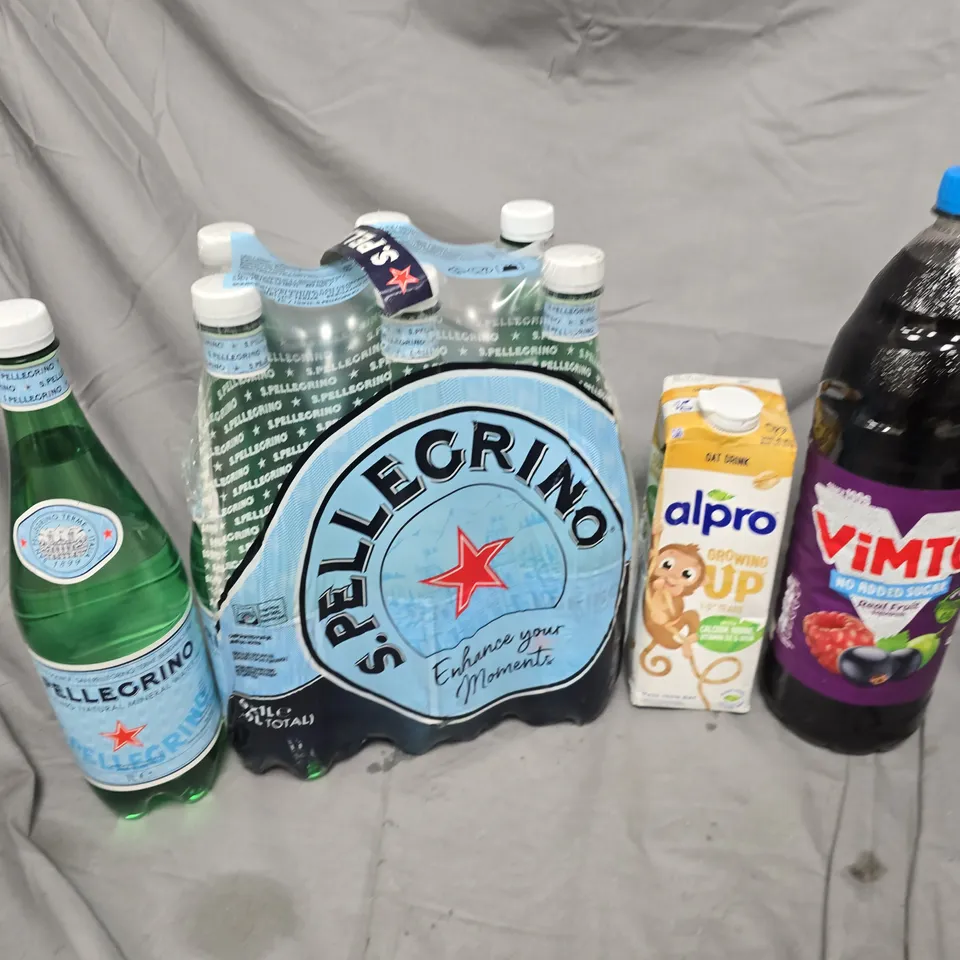 APPROXIMATELY 10 ASSORTED DRINKS ITEMS TO INCLUDE VIMTO, S.PELLEGRINO SPARKLING WATER, ALPRO GROWING UP - COLLECTION ONLY