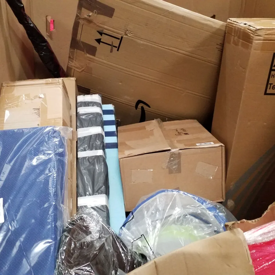 PALLET OF ASSORTED PRODUCTS INCLUDING ELECTRIC MELTING FURNACE, WINE PURIFIER, 18" FLOOR FAN, SWISHED TENT