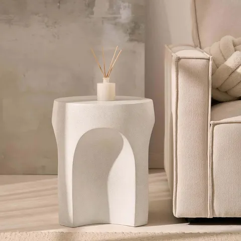 BOXED DUSK HAVEN SIDE TABLE - STONE EFFECT