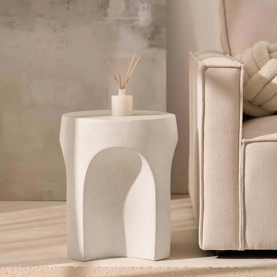 BOXED DUSK HAVEN SIDE TABLE - STONE EFFECT