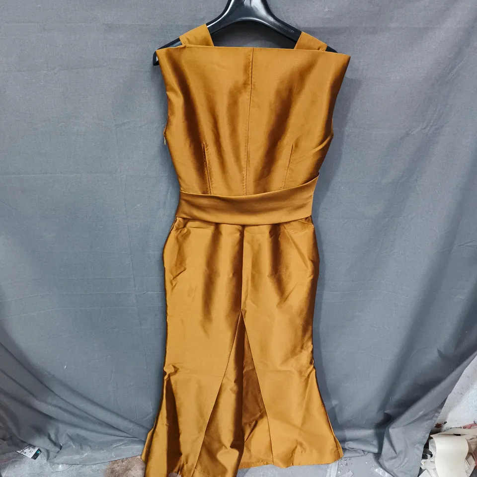 KAREN MILLEN PETITE GOLD SATIN DRESS, UK 8 (EU 36, US 4)