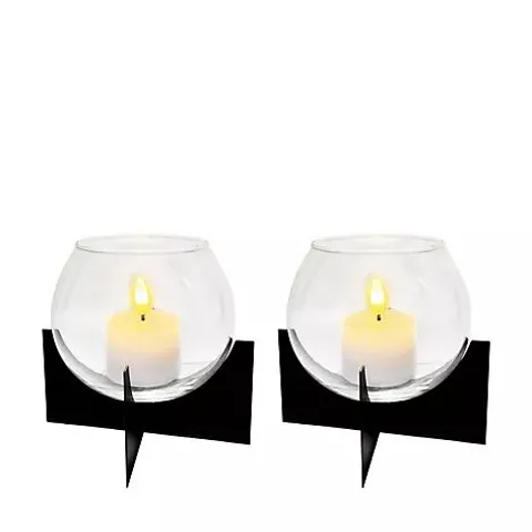 K BY KELLY HOPPEN SET OF 2 CANDLE HOLDERS W/LED CANDLES