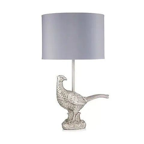 ALISON CORK ANIMAL TABLE LAMP- SILVER PHEASANT 