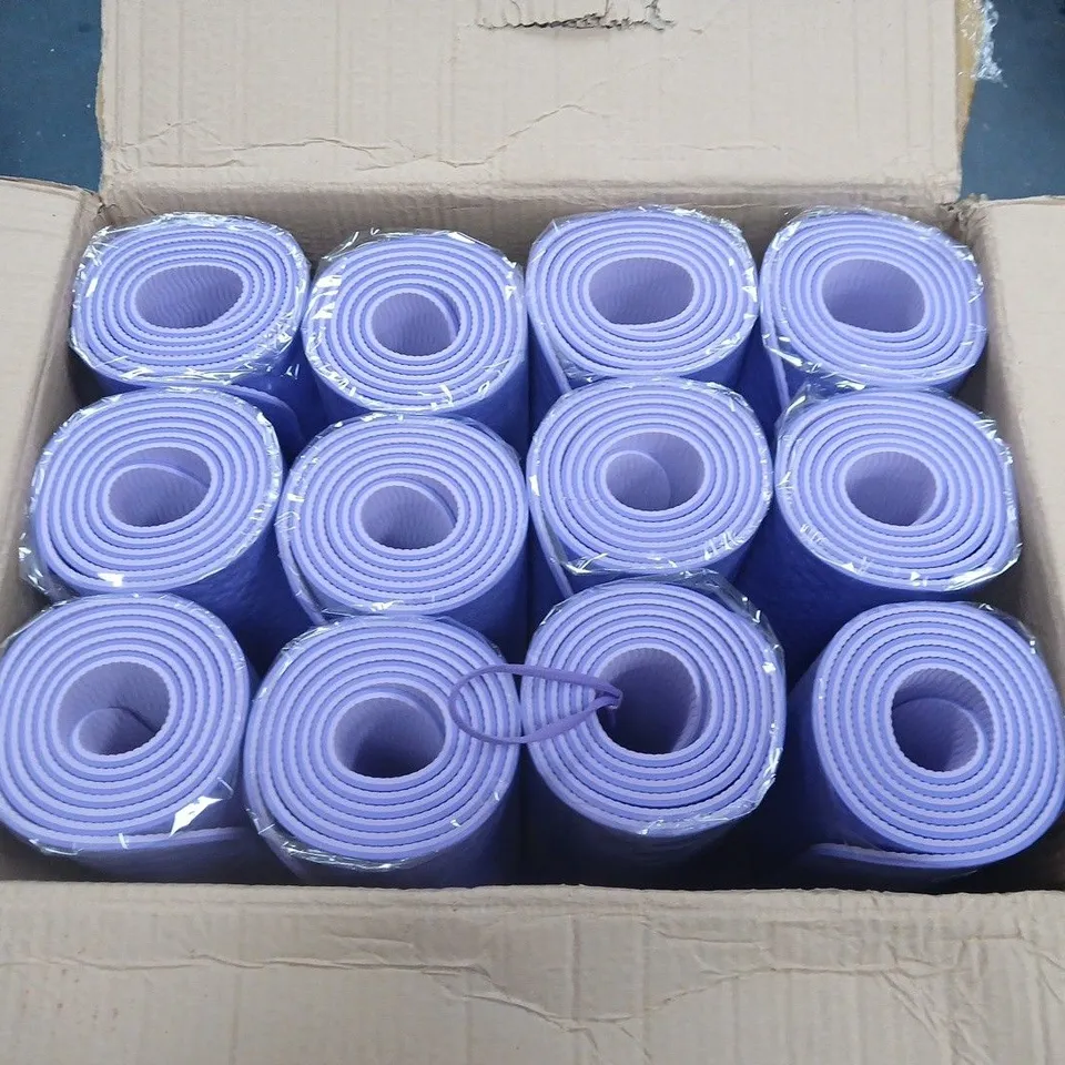 BOX OF APPROXIMATELY 12 SOUL SMART YOGA MATS PURPLE