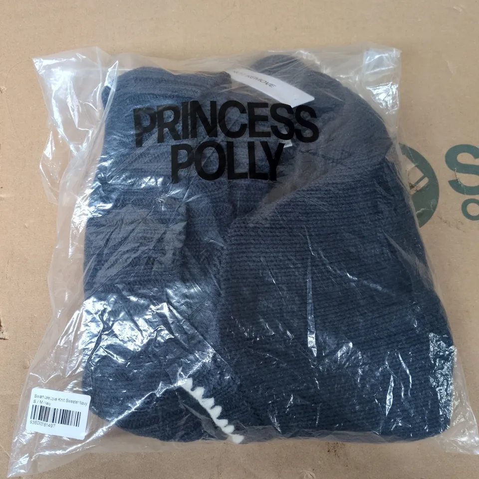 BAGGED PRINCESS POLLY SWAN LAKE LOVE KNIT SWEATER IN NAVY - S/M