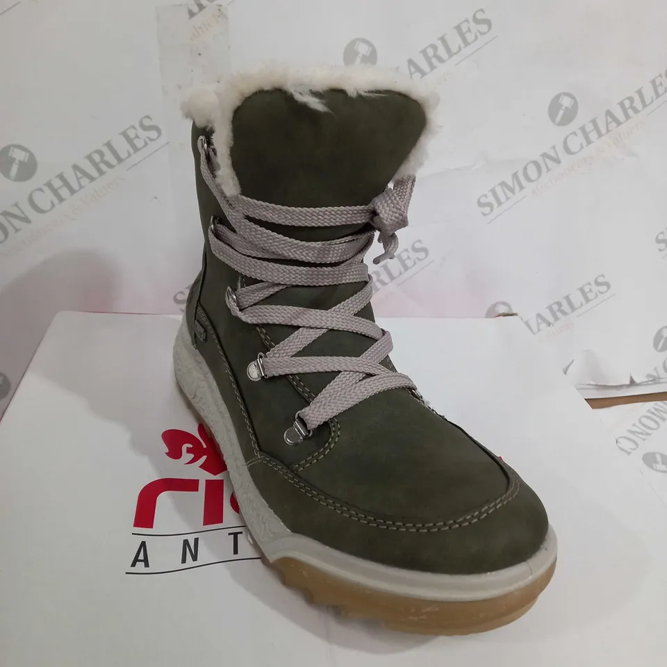 BOXED pair of RIEKER ANTISTRESS HIKING BOOTS, KHAKI - SIZE 6