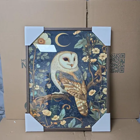 NIGHT TIME OWL ART IN FRAME