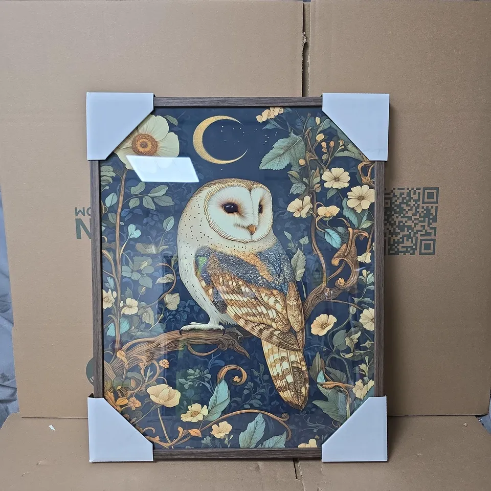 NIGHT TIME OWL ART IN FRAME