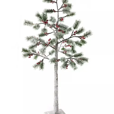 BOXED 150 CM LIT FLOCKED BERRY & PINE CHRISTMAS TREE