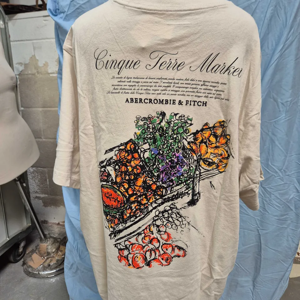 ABERCROMBIE & FITCH CINQUE TERRE MARKET VINTAGE-INSPIRED TEE – L
