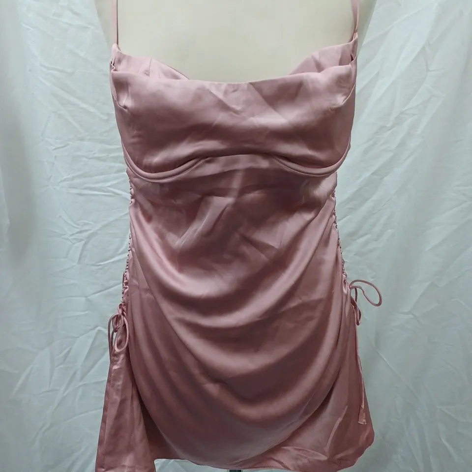 OH POLLY COWL NECK A-LINE MINI DRESS, MAUVE PINK - SIZE 12
