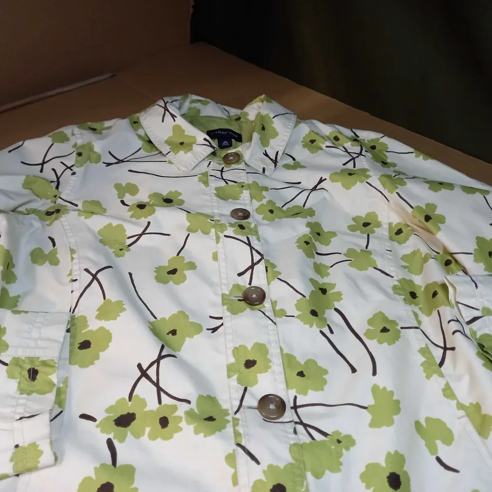 LANDSEND LARGE FLORAL PRINT TRENCH COAT - SIZE 10/12