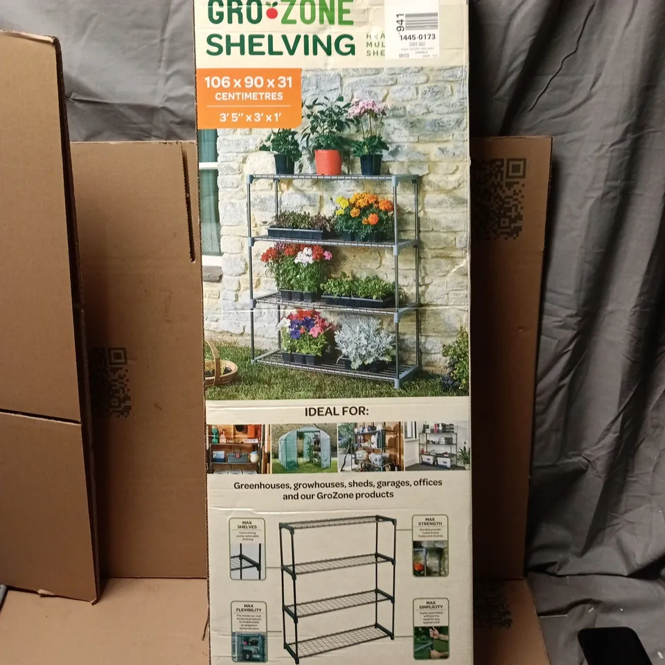 GRO-ZONE 4-TIER SHELVING UNIT – GARDEN & PATIO FURNITURE (BOXED)