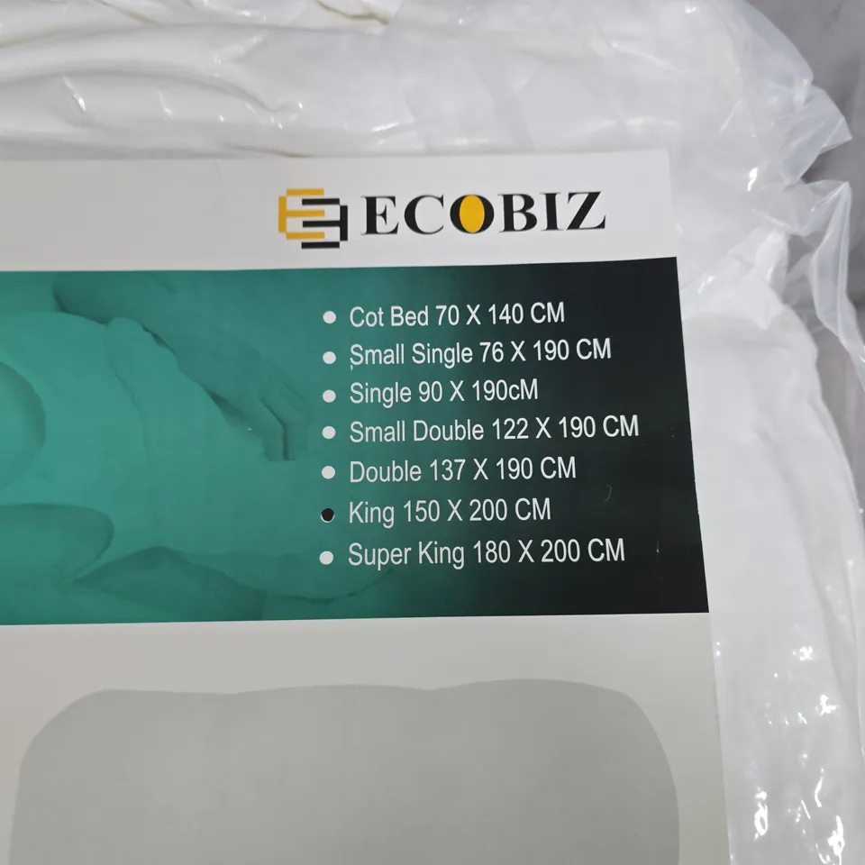 ECOBIZ MATTRESS TOPPER – WHITE, MULTI-SIZE PACK (COT BED TO SUPER KING)