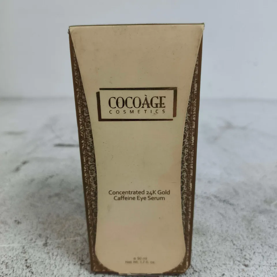 COCOAGE COSMETICS CONCENTRATED 24K GOLD CAFFEINE EYE SERUM – BOXED
