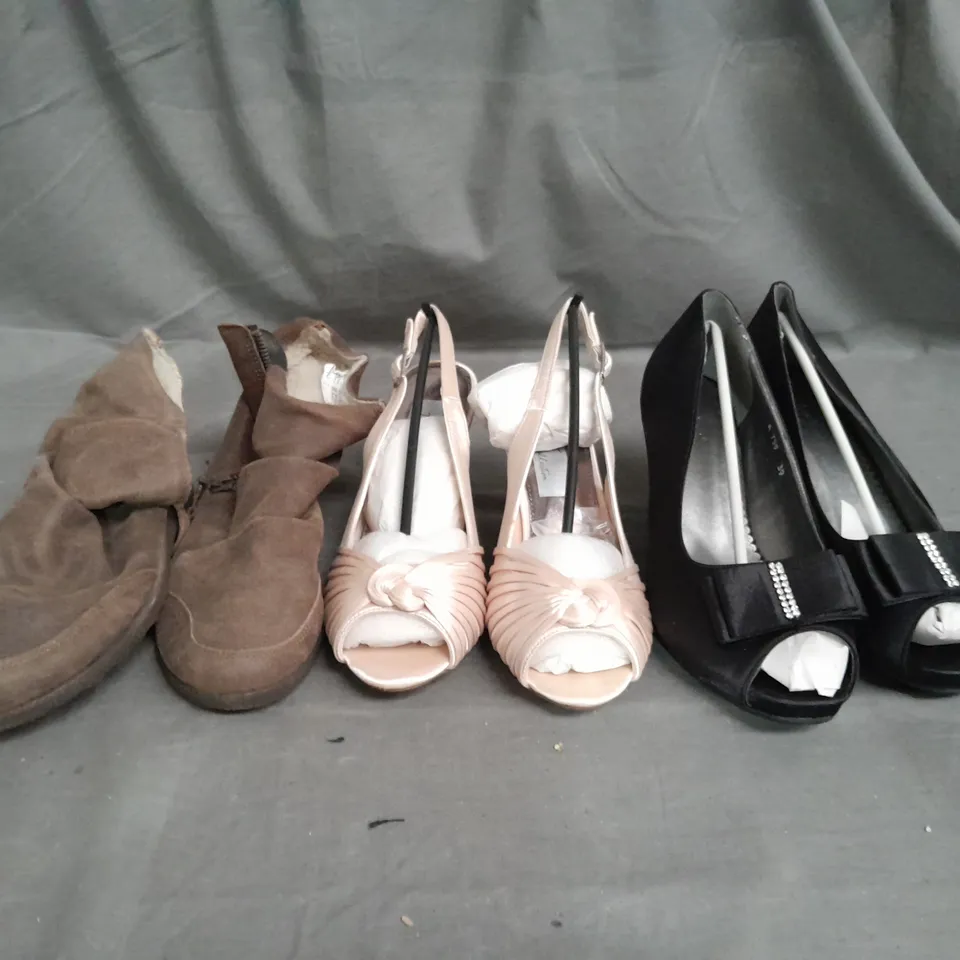 APPROXIMATELY 10 PAIRS OF ASSORTED WOMEN SHOES IN VARIOUS STYLES AND SIZES 