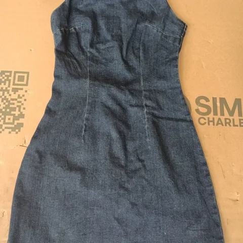 CIDER DENIM SLEEVELESS DRESS WITH TIE STRAPS SIZE XXS