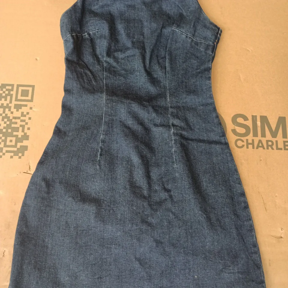 CIDER DENIM SLEEVELESS DRESS WITH TIE STRAPS SIZE XXS