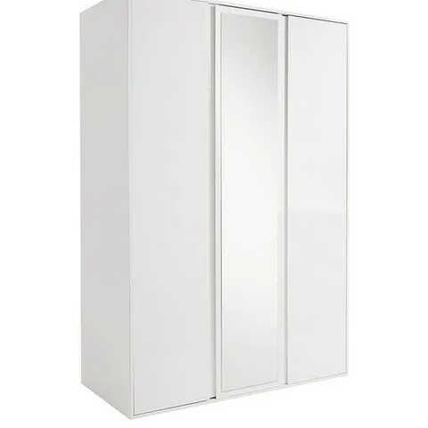 BOXED LAYTON GLOSS 3 DOOR MIRRORED WARDROBE - GREY (4 BOXES)