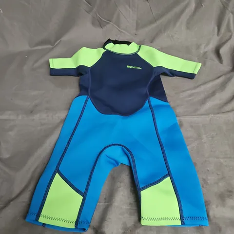 MOUNTAIN WAREHOUSE BEACH SHORTY KIDS WETSUIT IN BRIGHT BLUE SIZE 5-6YRS