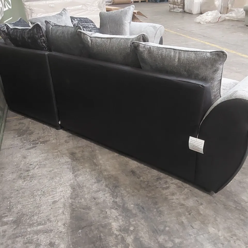 QUALITY DESIGNER UPHOLSTERED CORNER SOFA - BLACK & GREY