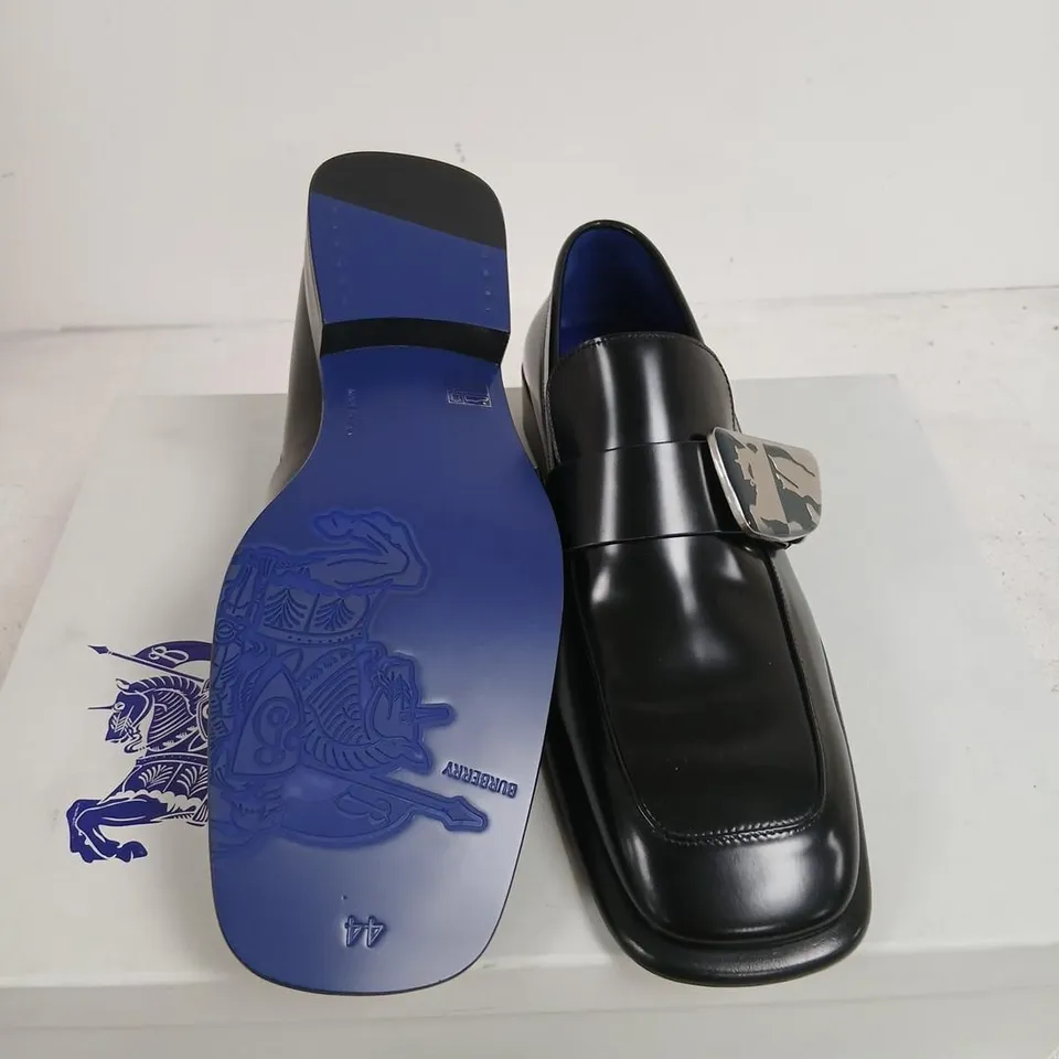 BURBERRY LEATHER LOAFERS, BLACK, BUCKLE STRAP – UK 10 (EU 44) 