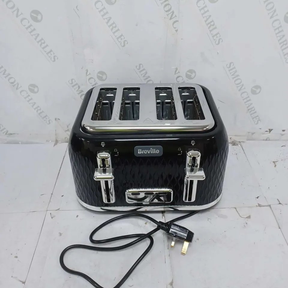 BOXED BREVILLE CURVE COLLECTION BLACK GLOSS 4 SLICE TOASTER 