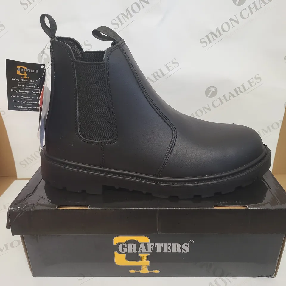 BOXED GRAFTERS GRINDER BLACK SAFETY TWIN GUSSET DEALER BOOTS - SIZE 11 UK