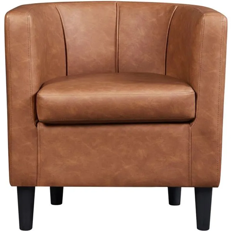BOXED BARREL-SHAPED ARM CHAIR - BROWN (1 BOX)