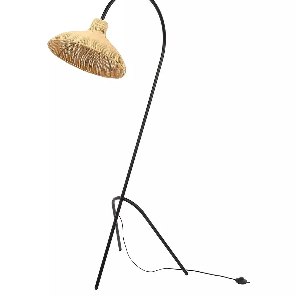 ARCHED FLOOR LAMP WITH RATTAN SHADE RRP £80