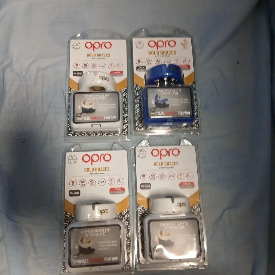 OPRO GOLD BRACES MOUTH GUARDS – PACK OF 4