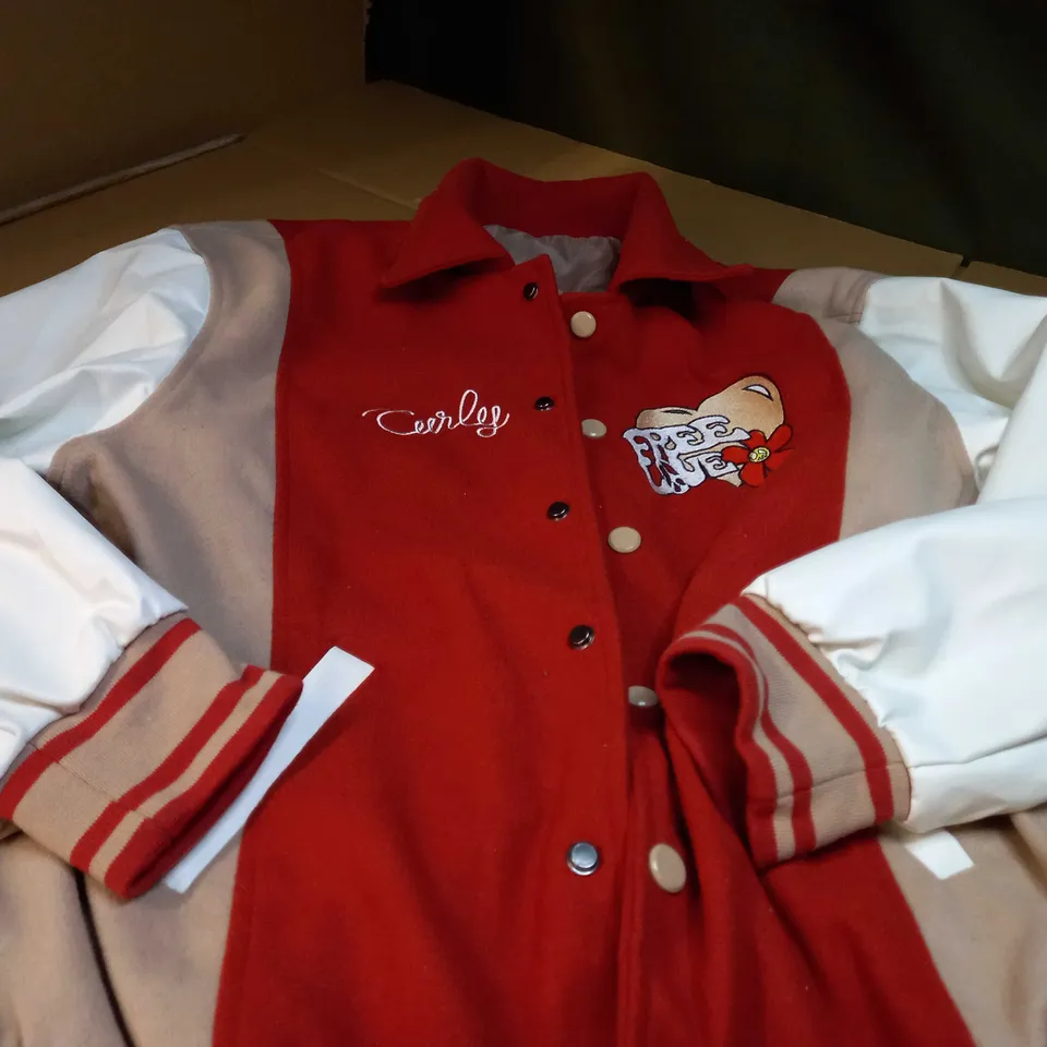 FREE LOVE BURNT ORANGE/FAUX LEATHER WHITE SLEEVES JACKET