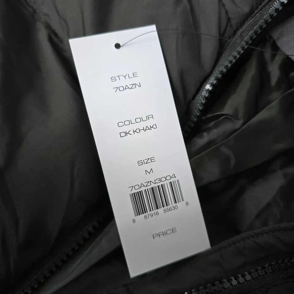 FRENCH CONNECTION KHAKI LONG HOODED PUFFER COAT – SIZE UK M