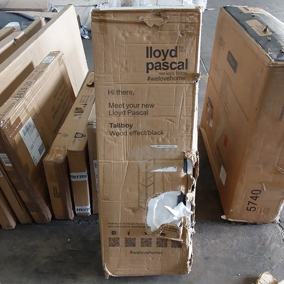 BOXED LLOYD PASCAL TALLBOY IN WOOD EFFECT/BLACK (1 BOX)